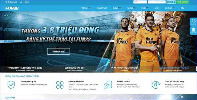 Fun88 3 Giao diện của website Fun88 được thiết kế với các tone màu sáng
