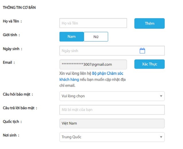 Fun88 11 Thành viên đăng ký cần nhập đầy đủ thông tin trên tài khoản của nhà cái