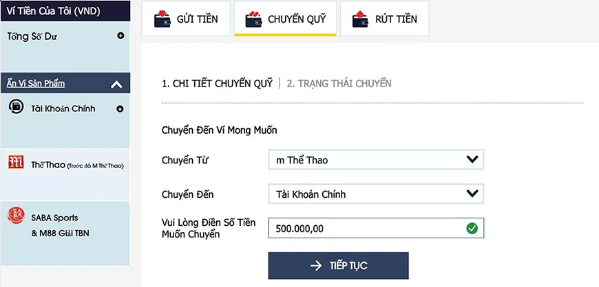 M88 17 Thao tác rút tiền tại nhà cái M88 vô cùng đơn giản